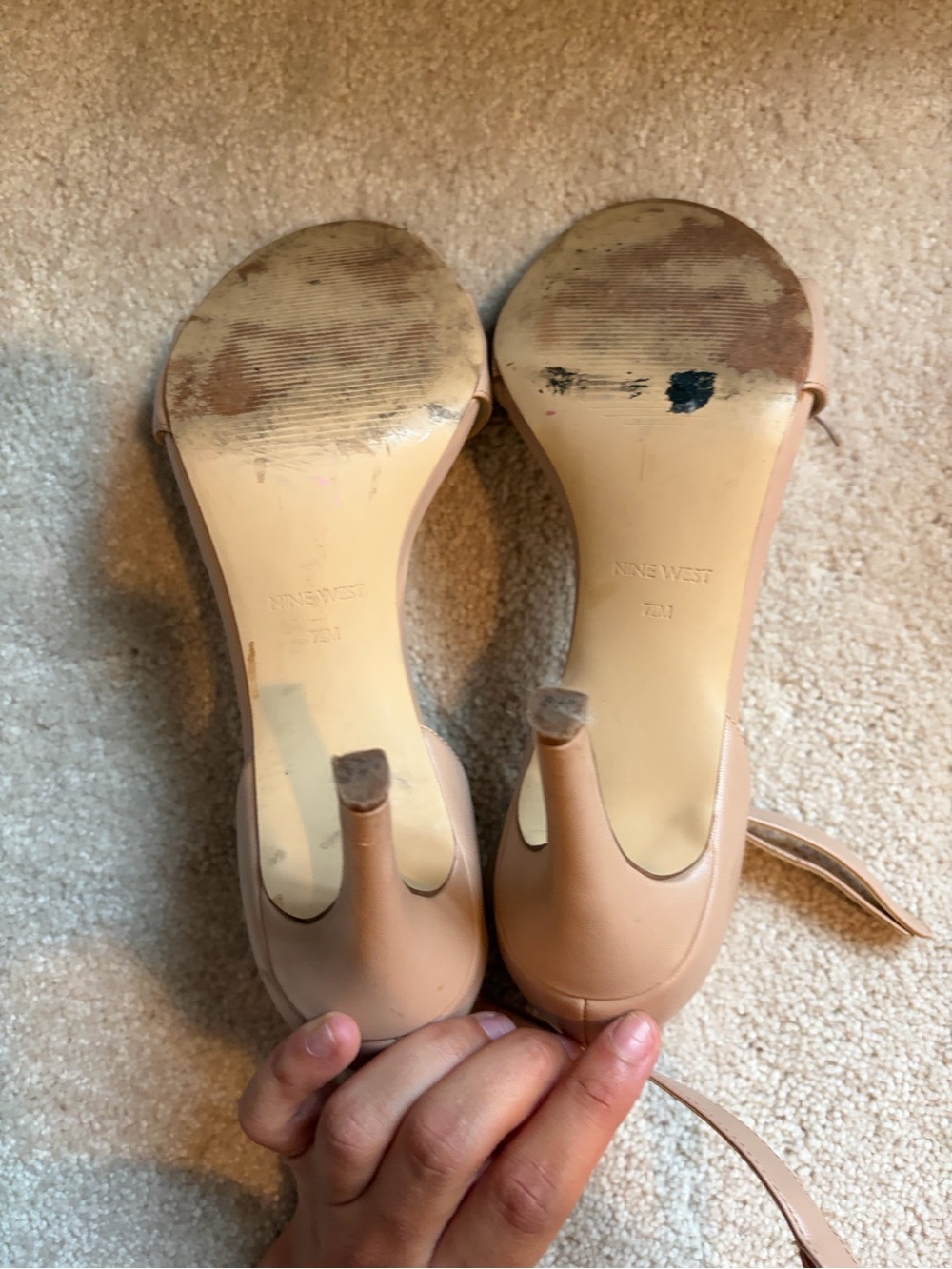 Nine West Blush Nude Ankle-Strap Block Heel Sandals - Picture 6 of 6
